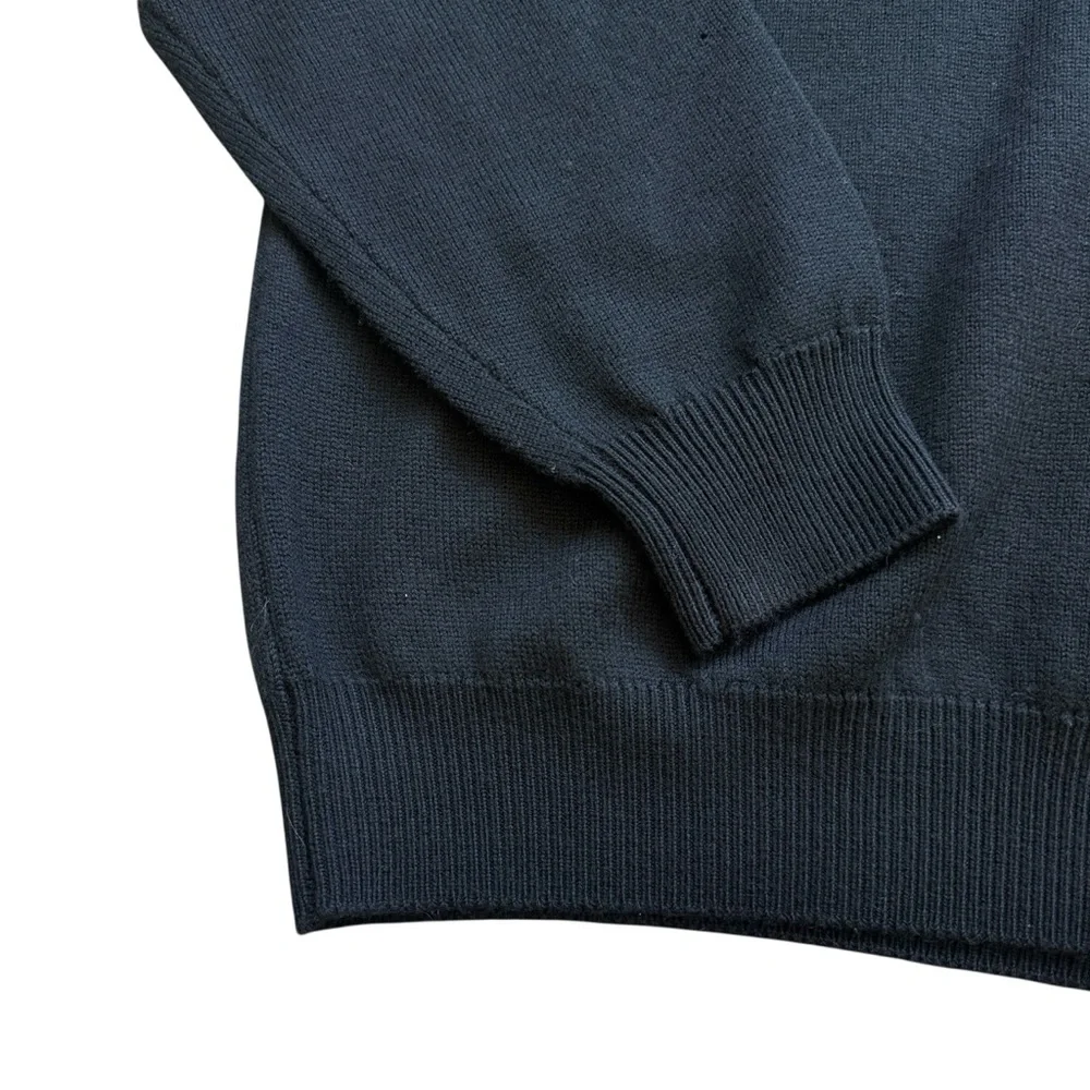 Jacob Miller Merino Wool Sweater Mens M Black V Neck Extra Fine Wool Classic
